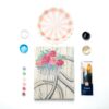 supplies inside a bicycle with basket of flowers painting kit