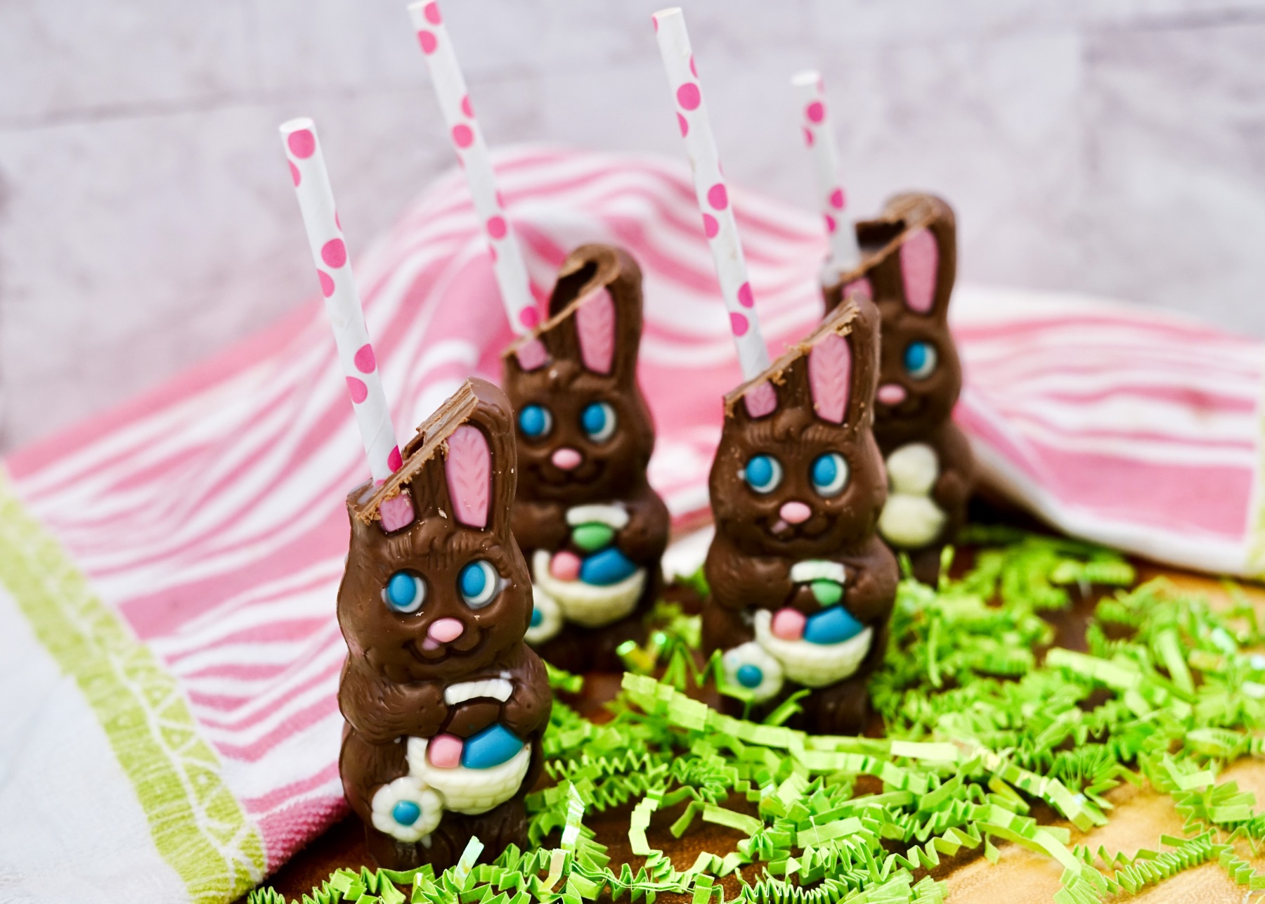 close up detail of easter bunny mini cocktails
