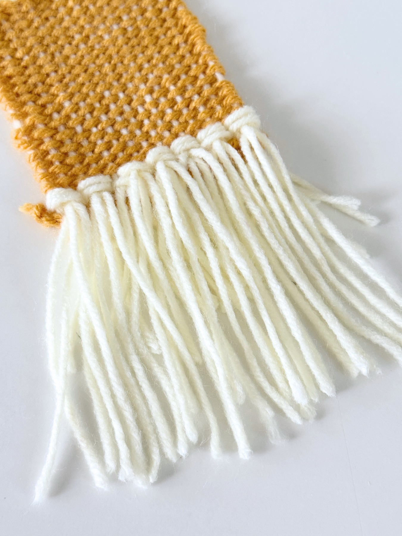 end of the coaster with fringe web