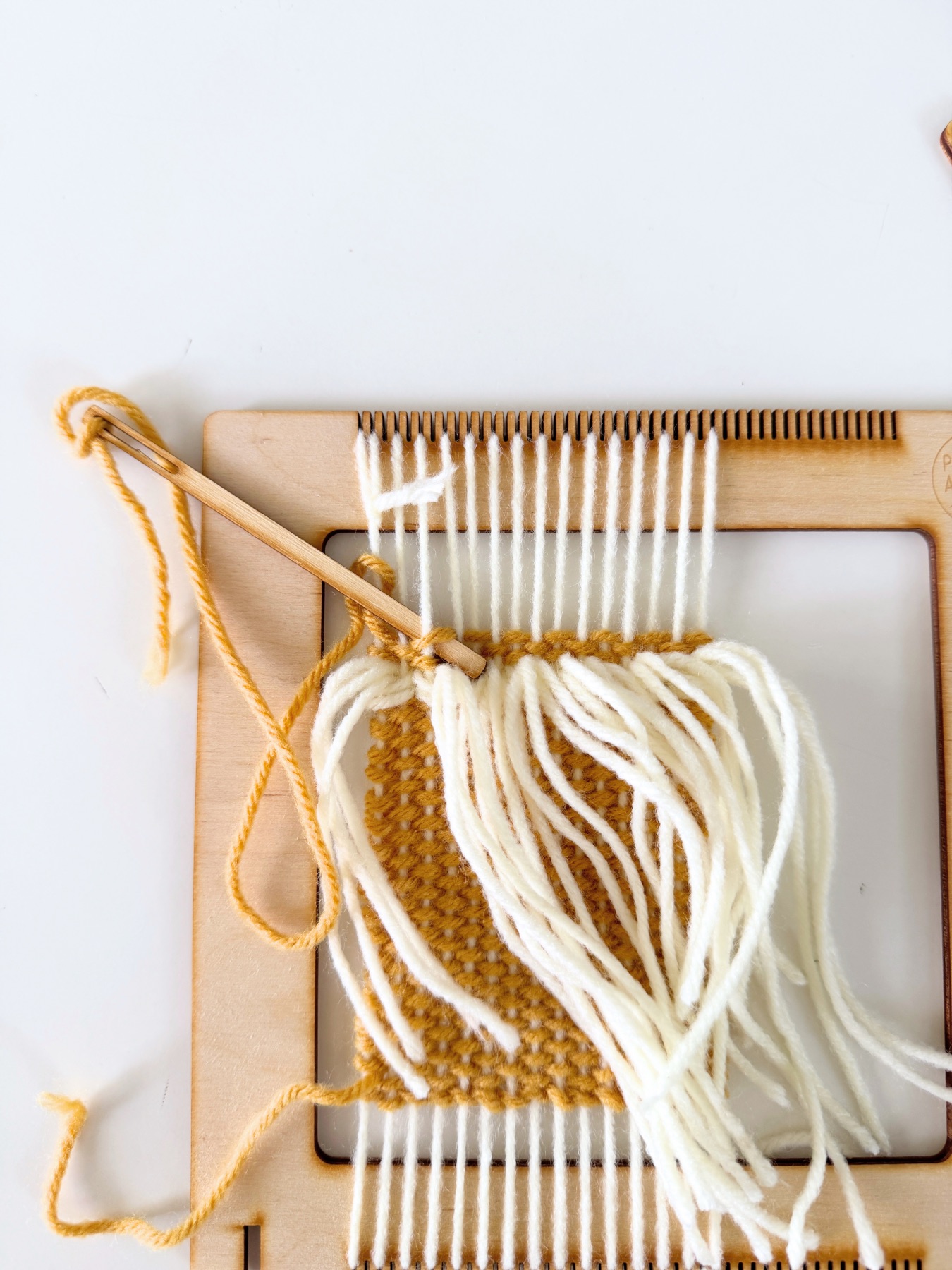 finishing the coaster with a twining stitch web