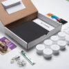 painting supplies inside the black light acrylic painting kit