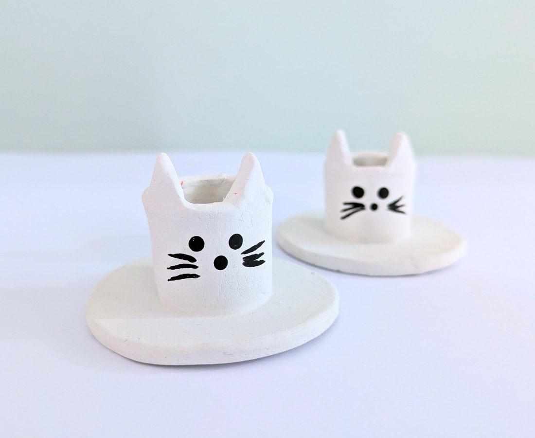DIY Clay Cat Candle Holder