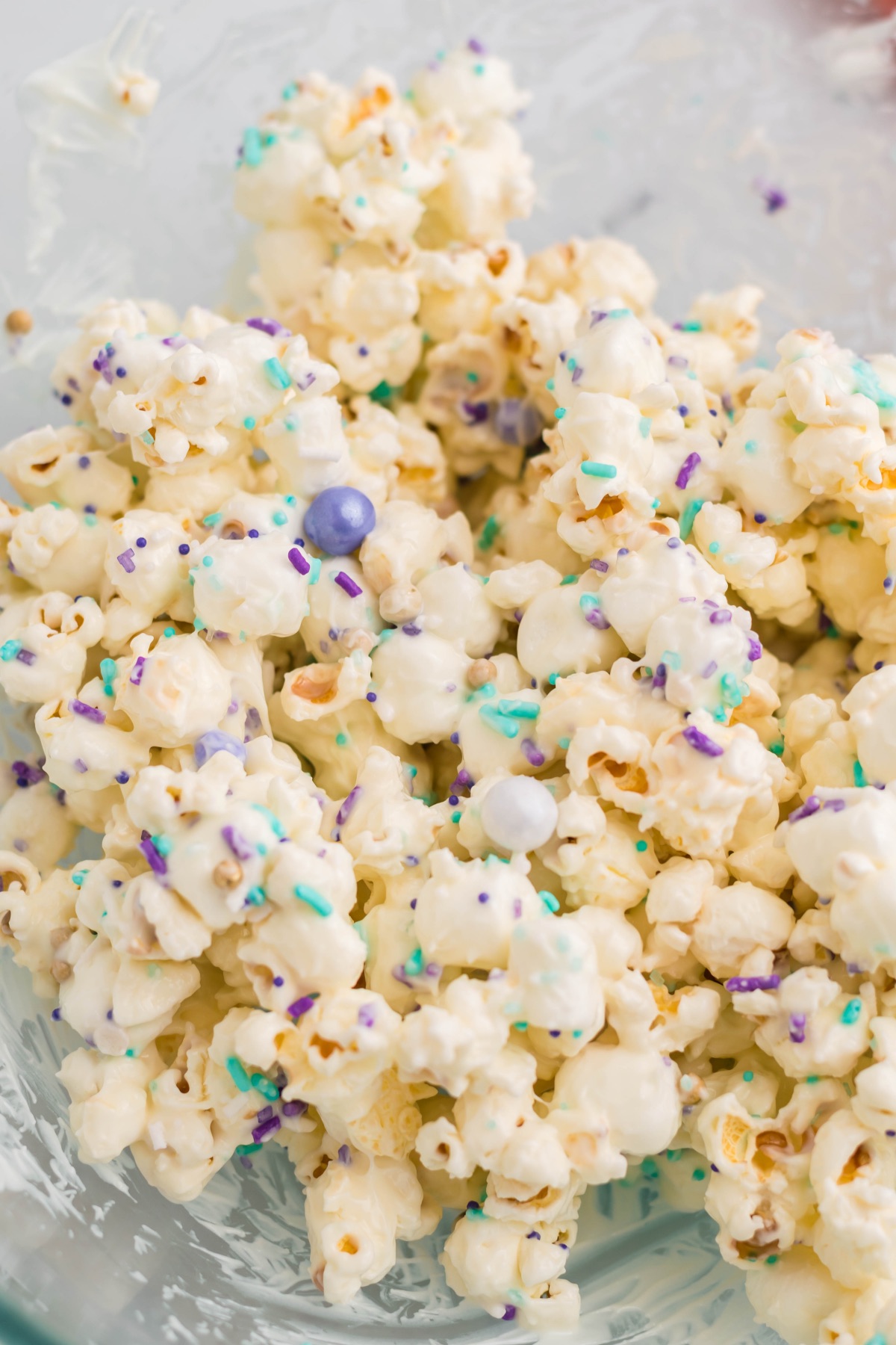 after the popcorn marshmallows chocolate and sprinkles are mix