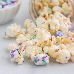 close up of white chocolate popcorn pop shop america square